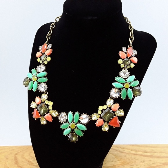 Stella & Dot Jewelry - Stella & Dot Necklace Coral Blue Crystals Bronze